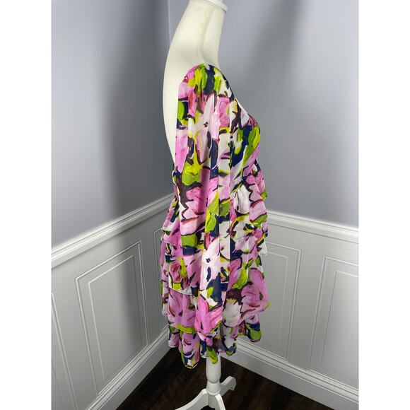 Abercrombie & Fitch, Medium, Floral Sweetheart Mini Dress, Tiered Skirt, Flowy - Picture 4 of 8